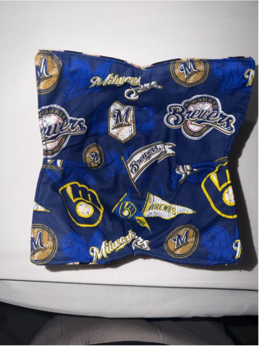 Microwave Soup Hot Pad Bowl Cozy MLB Brewers Baseball Handmade Reversible New